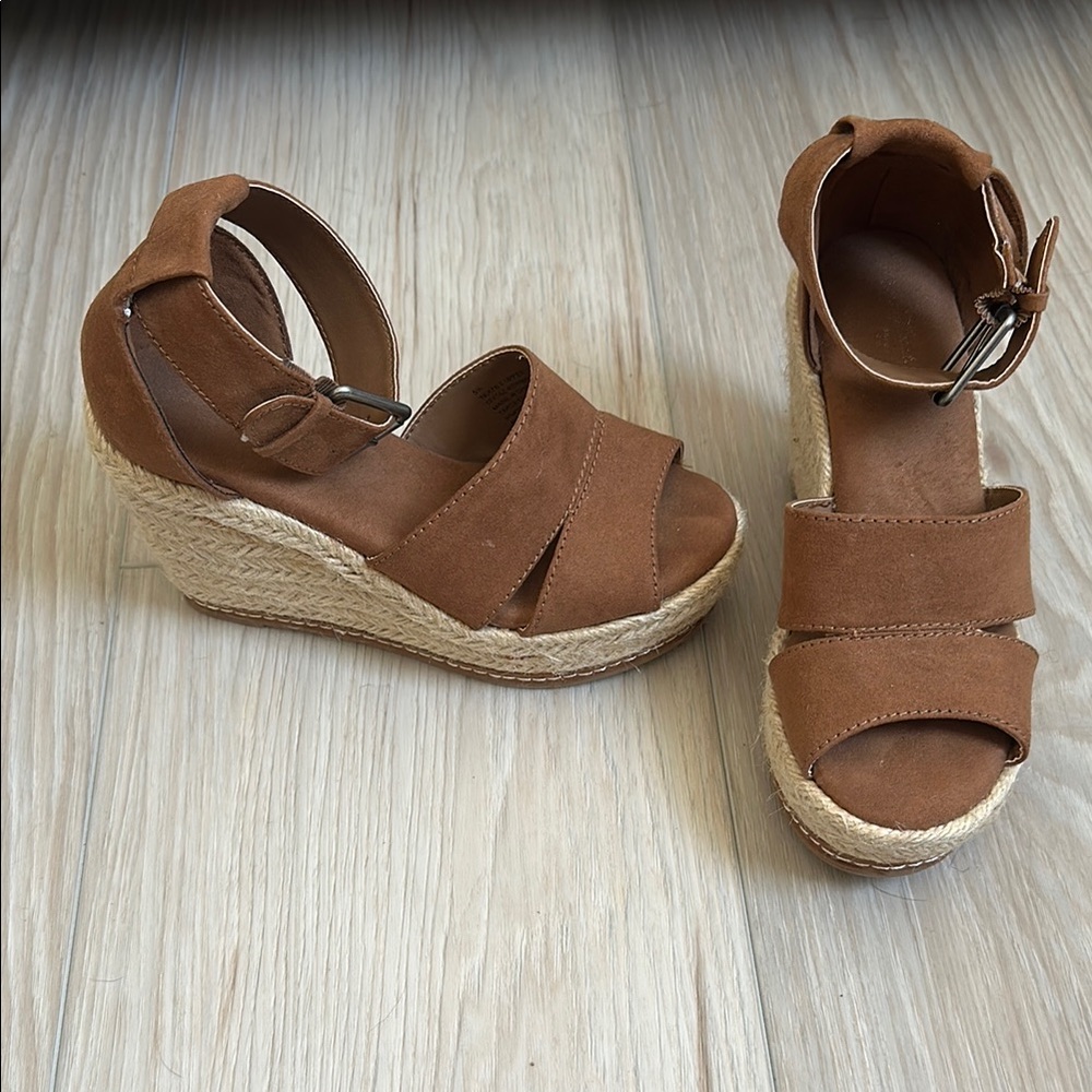 Brown Suede Wedge Sandals size 5.5